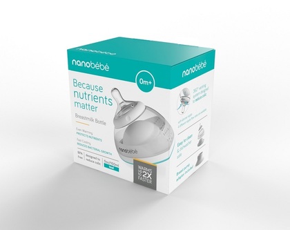 Nanobébé Láhev na krmení / skladování mléka, 150ml, od 0m+, tyrkysová, 3ks