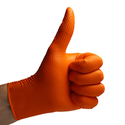VELO STRONG GRIP Pevné nitrilové pracovné rukavice s pevným úchopom, veľ.XL, oranžové,50ks