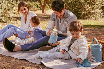 Miniland Terra Thermohülle für Thermosflaschen oder Flaschen, doppelt, Pflaume/Blumen
