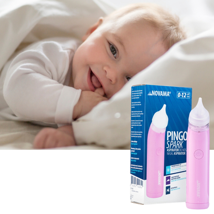 NOVAMA Pingo Spark Pastel Pink Nosní odsávačka s osvětlenou špičkou, růžová