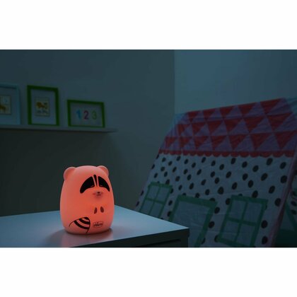 Chicco SOFT LAMP, Silikon-Nachtlicht - Waschbär