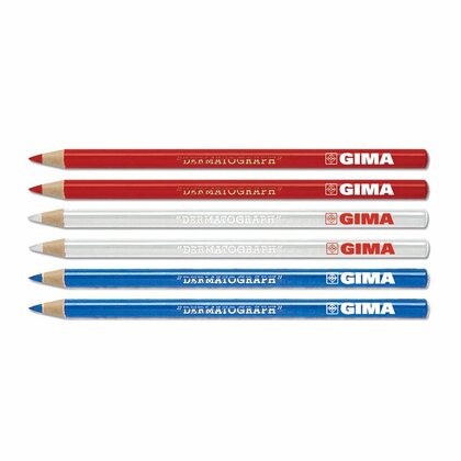 GIMA DERMOGRAPHIC PENCIL RED Sada dermografických tužek, white, 6ks