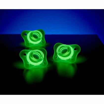 Chicco Physio Form Mini Soft Lumi beruhigende Schnuller, 2 Stück, im Dunkeln leuchtend, 2-6m