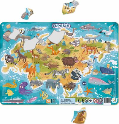 DoDo Puzzle s podložkou - Zvieratá eurázie 53 dielikov