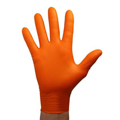 VELO STRONG GRIP Pevné nitrilové pracovné rukavice s pevným úchopom,veľ.XXL, oranžové,50ks