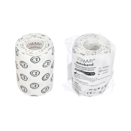 VITAMMY Autoband Samolepící bandáž s potiskem smajlík, bílá, 7,5cmx450cm