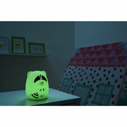 Chicco SOFT LAMP, Silikon-Nachtlicht - Waschbär