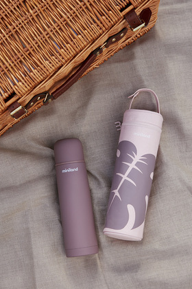 Miniland Terra termosz burkolat termoszhoz vagy palackhoz, 500ml, rózsaszín/levelek