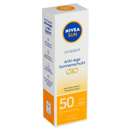 NIVEA Sun Hautcreme zum Bräunen gegen Fältchen Q10 OF 50, 50 ml