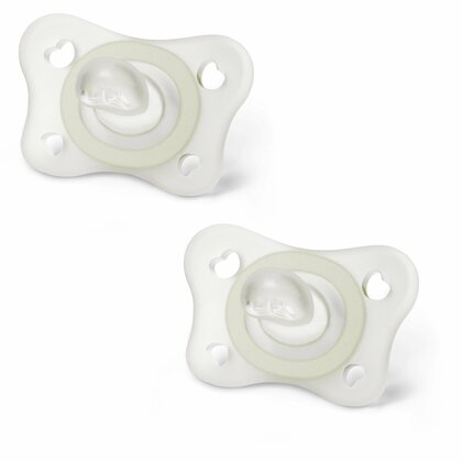 Chicco Physio Form Mini Soft Lumi beruhigende Schnuller, 2 Stück, im Dunkeln leuchtend, 2-6m