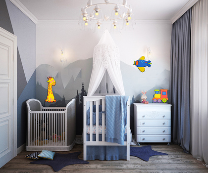 Fali dekoráció, repülőgép és mozdony