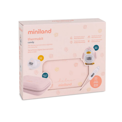 Miniland Dolce Set mit 3 Thermometern, Thermometer mit flexibler Spitze, für das Bad, Schnuller, ros