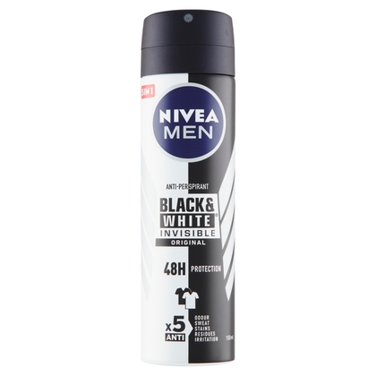 NIVEA Men Black &amp; White Invisible Original Spray izzadásgátló, 150 ml