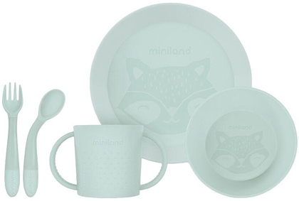 Miniland Dolce 5 részes étkészlet gyerekeknek, kerek, menta színű