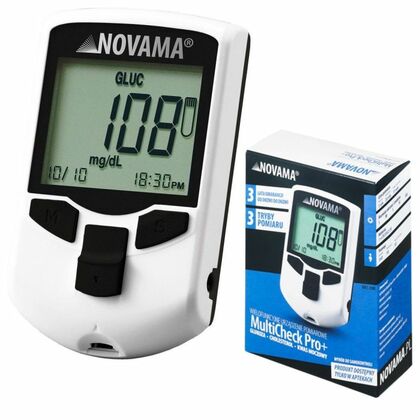 NOVAMA MULTICHECK PRO+ Messgerät + Streifen (Glukose, Cholesterin, Harnsäure)