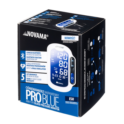 NOVAMA Pro Blue Vérnyomásmérő Bluetooth-szal, amely észleli a pitvarfibrillációt + adapter