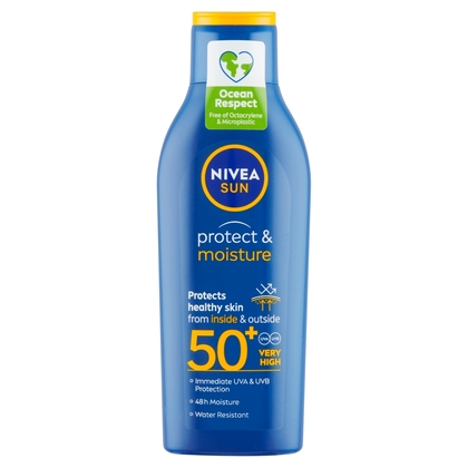 NIVEA Sun Protect &amp; Moisture hidratáló lotion barnuláshoz OF 50+, 200 ml