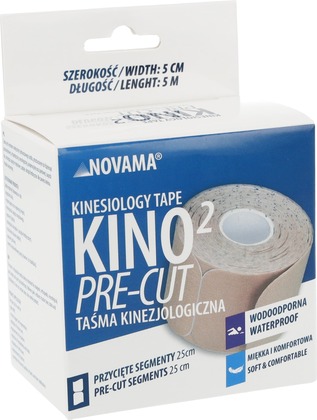 NOVAMA KINO2 ELŐVÁGOTT Elővágott kineziológiai szalag 5cmx5m/25cm-es szegmensekkel, bőrszínű