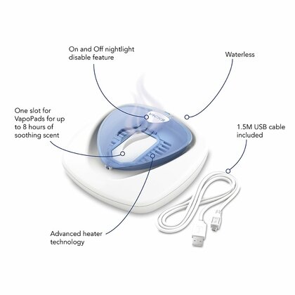 VICKS VH1800EU, Prenosný bezvodý difuzér na dopĺňanie vôní