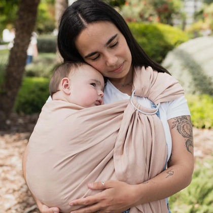 BOBA Ring Sling  Detský nosič/šatka z ľanu, púdrovo ružová