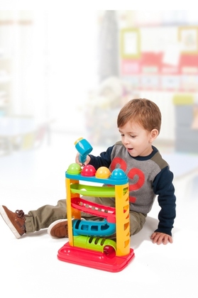 Miniland Farebná dráha s loptičkami a kladivkom, 12m-3r