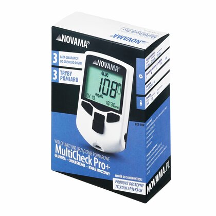 NOVAMA MULTICHECK PRO +, Prístroj 3 v 1 na meranie cholesterolu, glukózy, kyseliny močovej