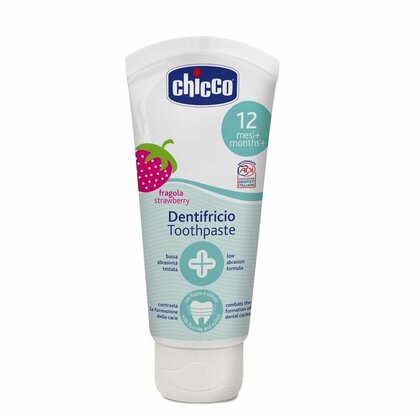 Chicco Set zubná kefka s púzdrom + pasta, od 12 m, zelená