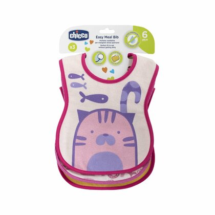 Chicco Bryndák nepromokavý, 3ks, růžový, 6m +