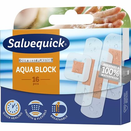 Salvequick Aqua Block Healing Beschleunigungspflaster, wasserdicht, 16-tlg
