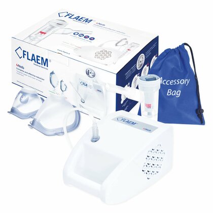 FLAEM 4NEB Pneumaticko piestový inhalátor so 4 režimami, s certifikátom TUV Rheinland