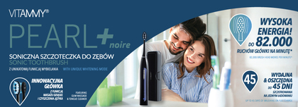 VITAMMY PEARL+ Black Sonická zubná kefka s funkciou čistenia, bielenia a masáže