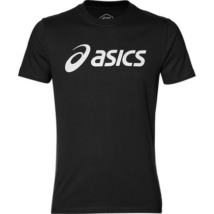 Asics Herren-Kurzarm-T-Shirt mit großem Logo, Schwarz, Größe L. L