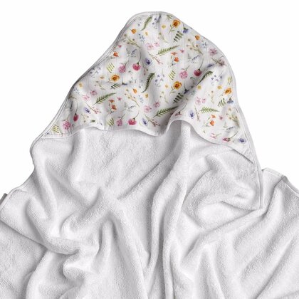 XKKO BMB Bambusová froté osuška s kapucí, 90x90 - Summer Meadow