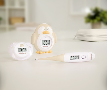 Miniland Valencia Sada 3 Thermometer, Thermometer mit flexibler Spitze, für das Bad, Schnuller