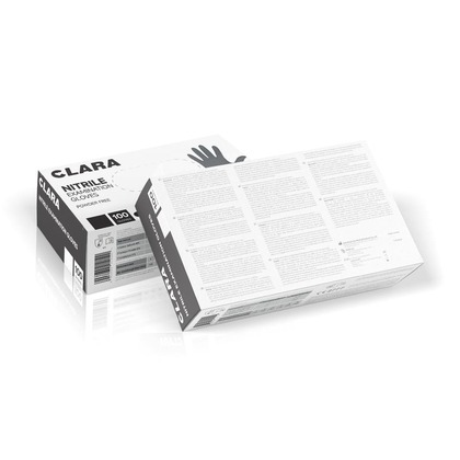 CLARA Bezpudrové nitrilové rukavice černé XL, 100 ks
