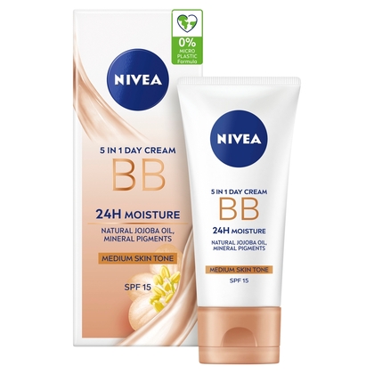 NIVEA Nivea® Zkrášlující hydr. denní BB krém 5v1 pro střední až tmavší odstín OF15, 50ml