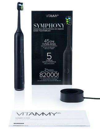 VITAMMY SYMPHONY Black Sonická zubná kefka s vysokou vibračnou silou, čierna