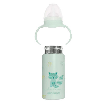 Miniland Dolce Rozsdaálló acél termosz cumival, 240 ml, menta