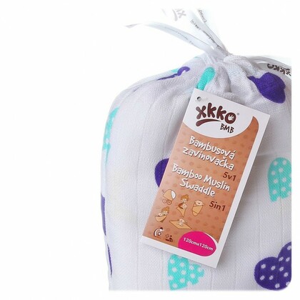 XKKO BMB zavinovačka - osuška, 120x120 - Ocean Blue Heart