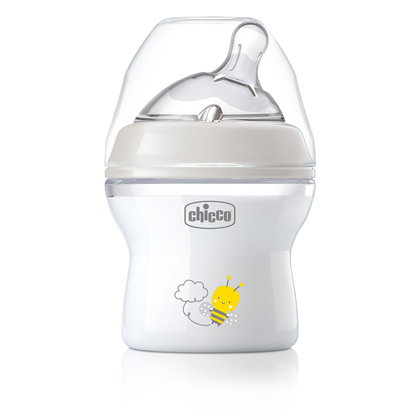 Chicco Naturalfeeling Plastová láhev 150ml, silikonová savička, střední průtok 0+, růžová