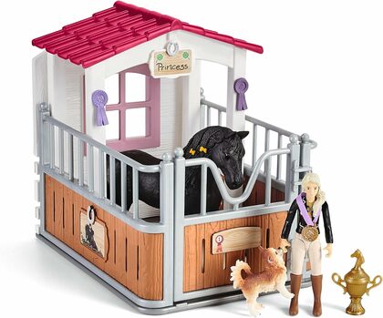 Schleich Malá stajňa s jazdkyňou Tori a kobylou Princess