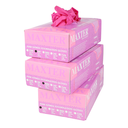 Maxter Nitrile púdermentes kesztyű, rózsaszín, 100 db, méret XS