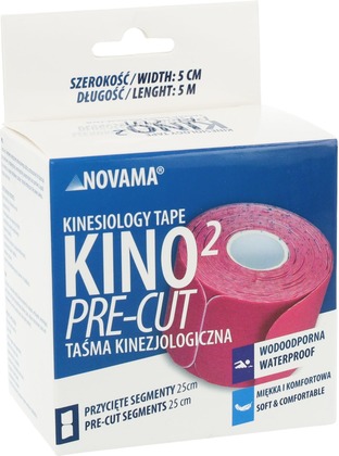 NOVAMA KINO2 ELŐVÁGOTT Elővágott kineziológiai szalag 5cmx5m/25cm-es szegmensekkel, rózsaszín