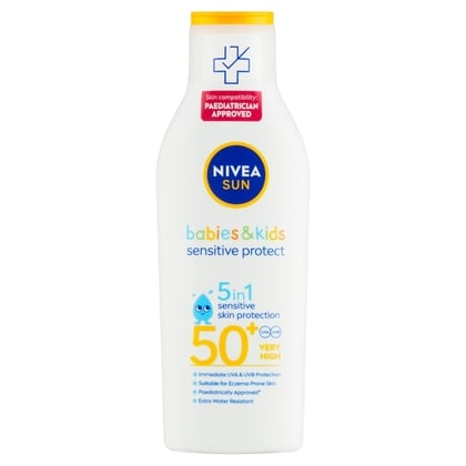 NIVEA Sun Sensitive Protect dětské mléko na opalování OF 50+, 200 ml