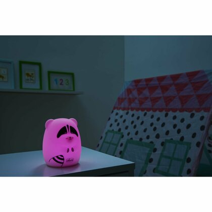 Chicco SOFT LAMP, Silikon-Nachtlicht - Waschbär
