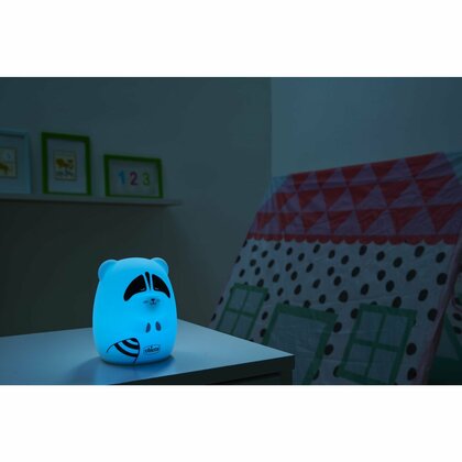 Chicco SOFT LAMP, Silikon-Nachtlicht - Waschbär