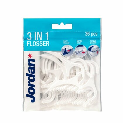 Jordan Flosser Dentálne špáradlá 3 v 1, 36 ks
