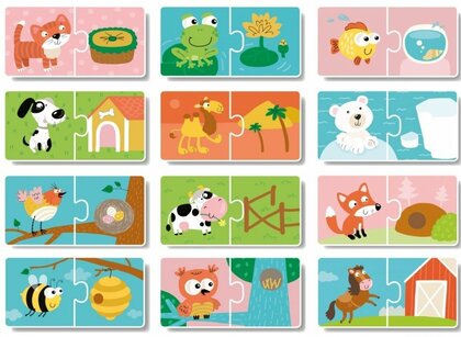 DoDo Puzzle Duo Wo die Tiere leben 12x2 Teile