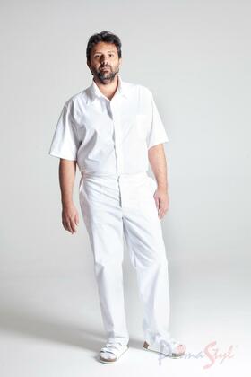 Primastyl Pánské zdravotnické kalhoty Vilém s pružným pasem vzadu, bílé, vel. S 56