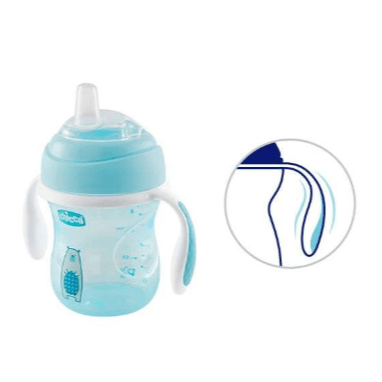 Chicco Prvý tréningový pohárik netečúci s mäkkým náustkom, modrý
